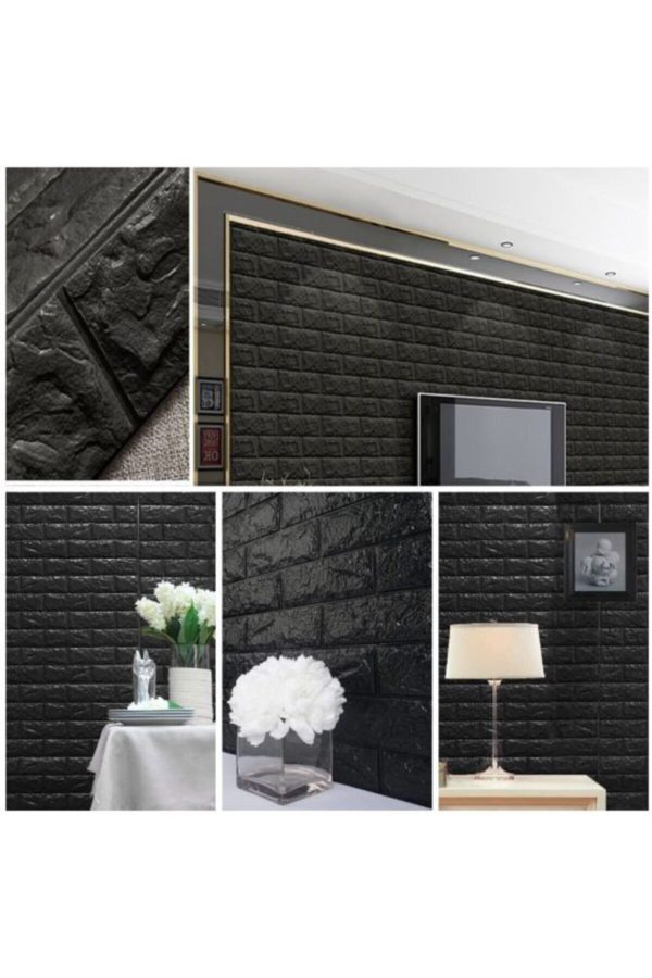 kendinden yapiskanli esnek kopuk siyah tas desen duvar kagidi paneli 10 adet 5240 jpg 600x900 - Kendinden Yapışkanlı Esnek Köpük  Taş Desen Duvar Kağıdı Paneli