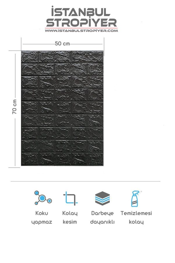 kendinden yapiskanli esnek kopuk siyah tas desen duvar kagidi paneli 10 adet 5241 jpg 600x900 - Kendinden Yapışkanlı Esnek Köpük  Taş Desen Duvar Kağıdı Paneli